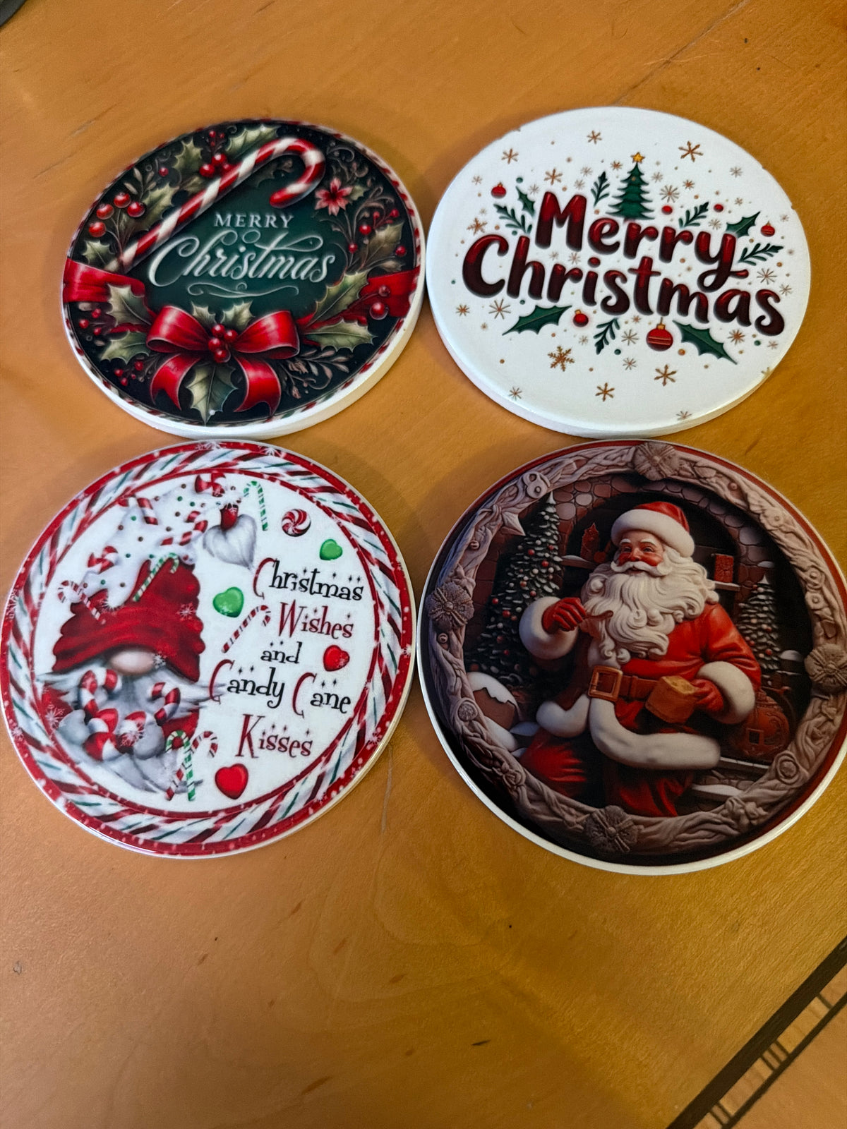 Stained by Santa Claus, merry Christmas, merry Christmas Christmas wishes, ceramic coasters