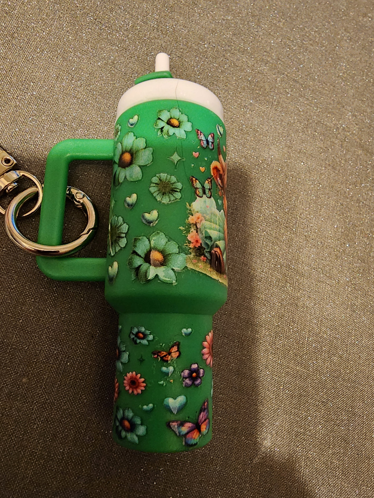 Green highland cow in a tutu chapstick holder