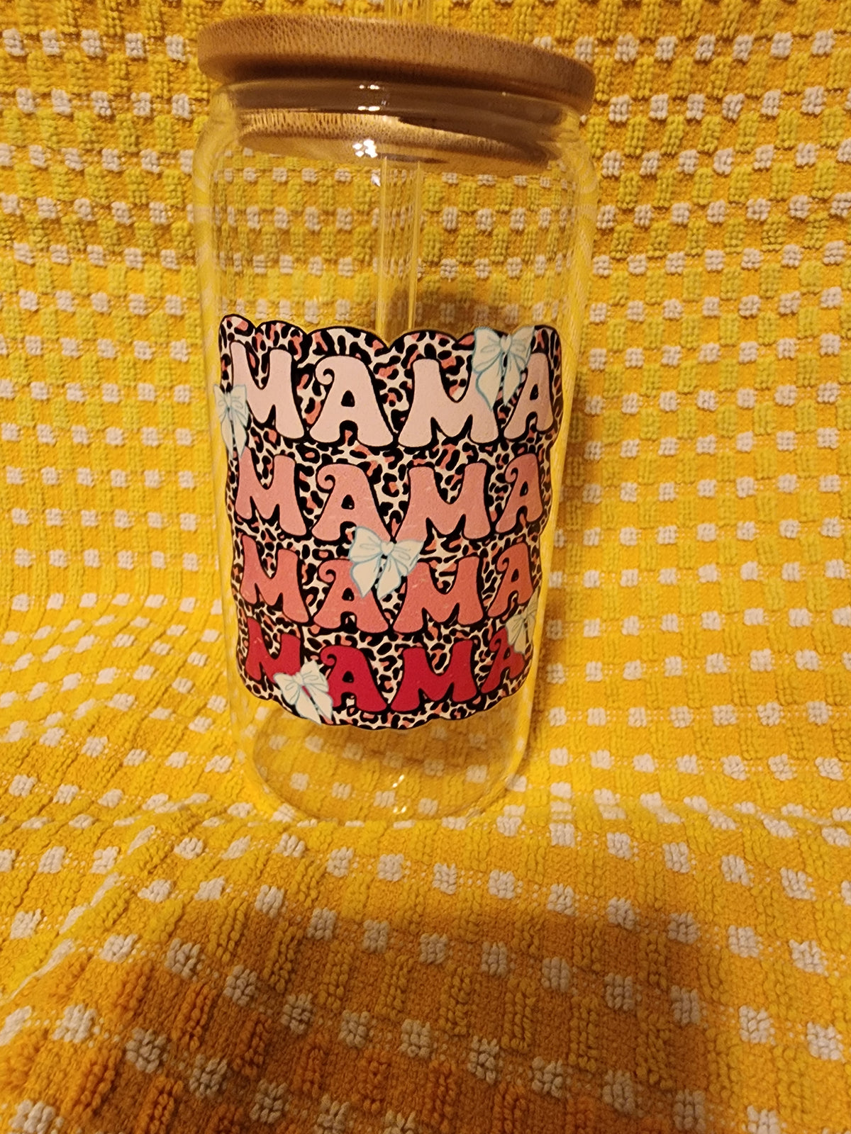 Mama 16 ounce glass tumbler