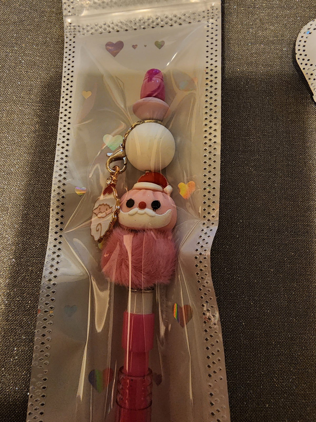 Pink Santa dumpling with Santa 🎅 charm mechanical pencil