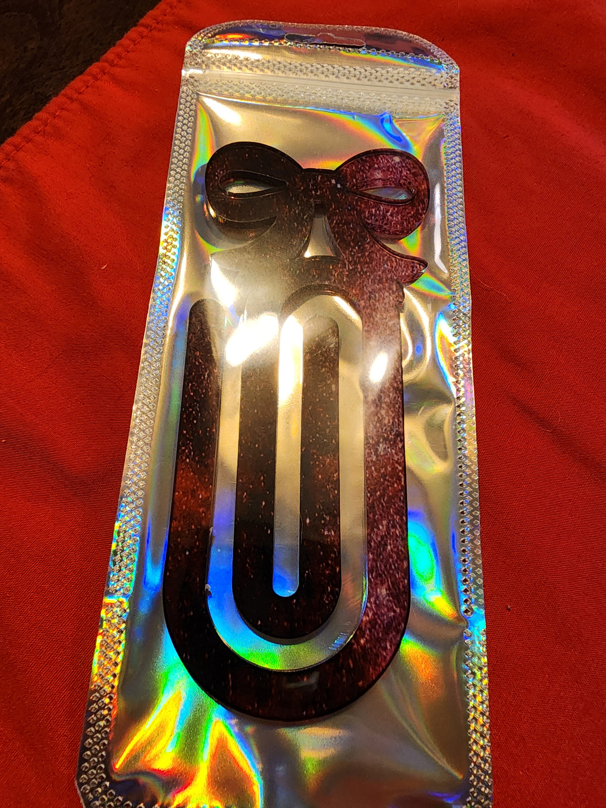 Burgundy galaxy bow giant paper clip