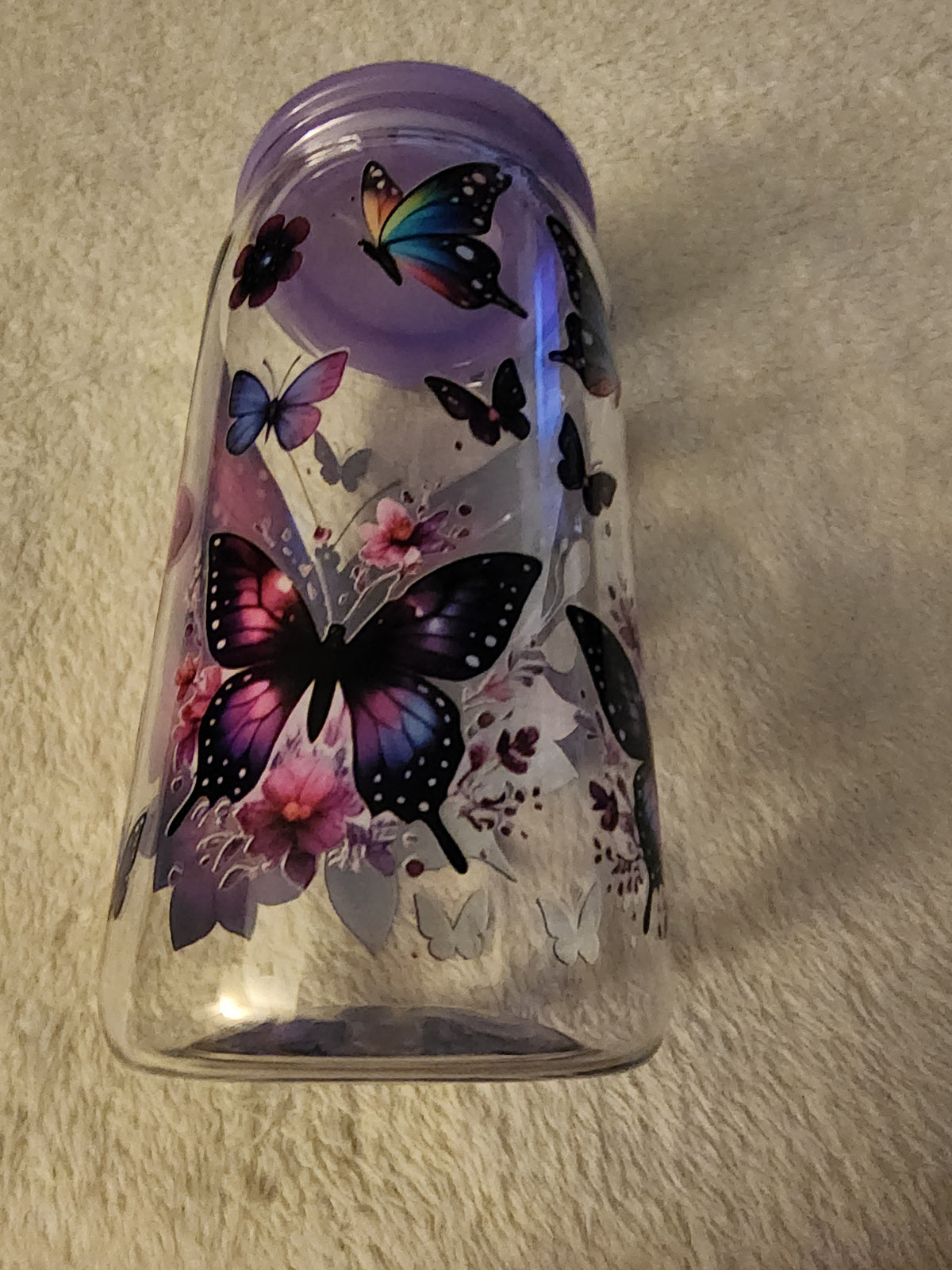 Dark purple 💜 butterfly 16 Oz cup