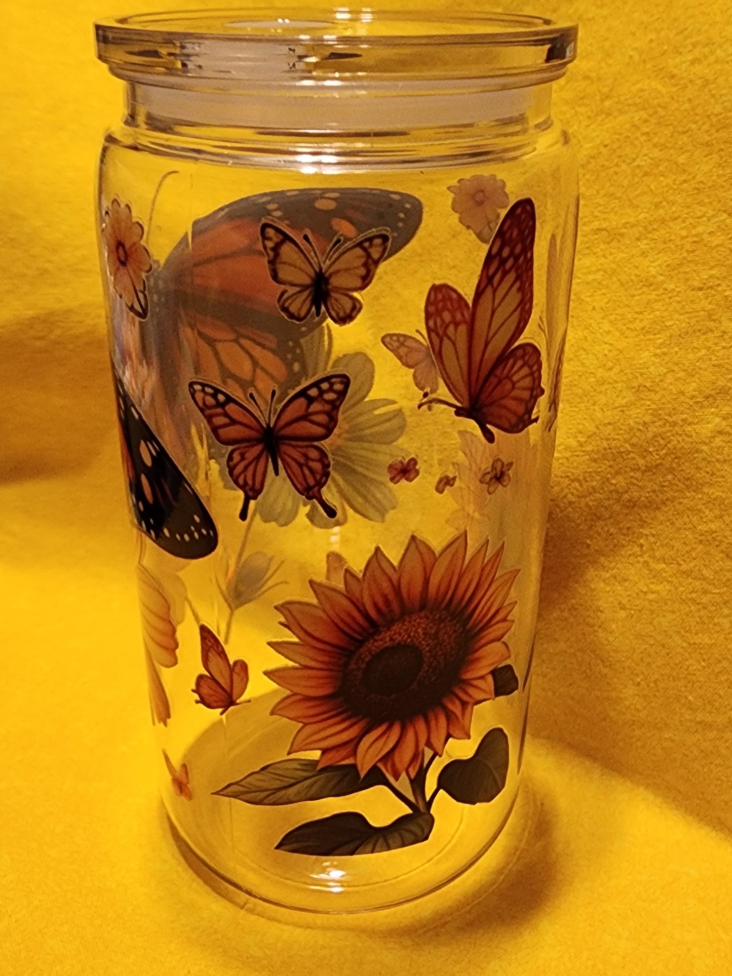 Sunflowers with butterflies 16 ounce tumbler