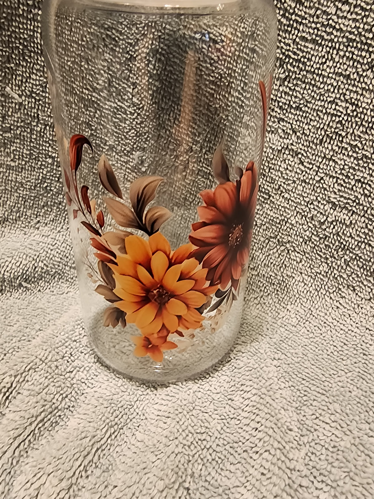 Orange and red flowers tumbler