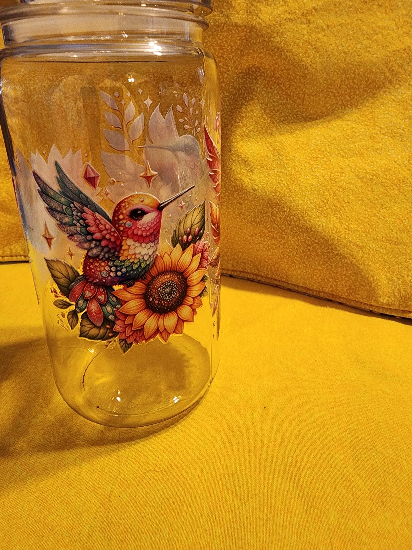 Hummingbird with autumn floral 26 ounce tumbler