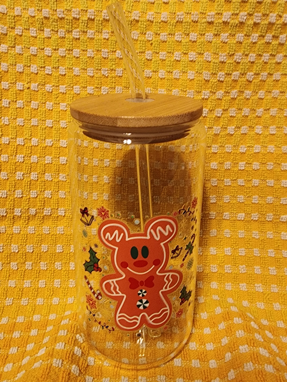 Christmas 🎄 Mickey cookie 16 ounce glass tumbler