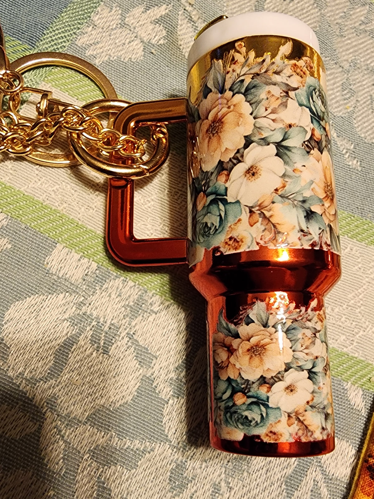 Ombre chrome delicate flowers mom chapstick holder