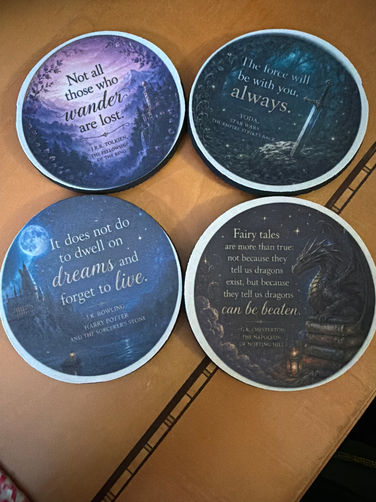 4 inch foam coasters, fantasy dragon messages
