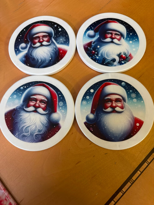 Stained glass, Santa Claus, ceramic coasters