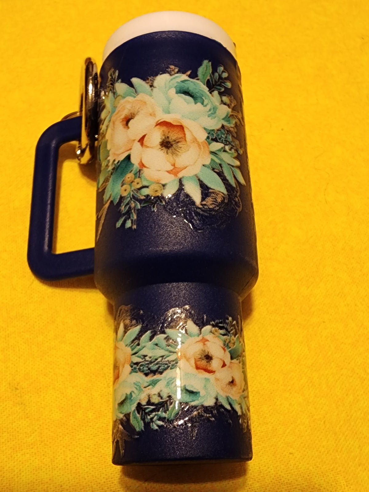 Peach and Light blue flowers mom chapstick holder