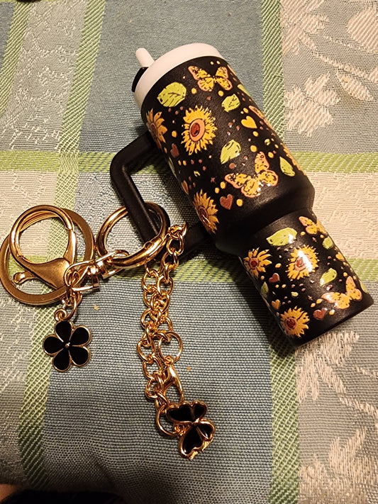Sunflower and yellow butterflies chapstick holder