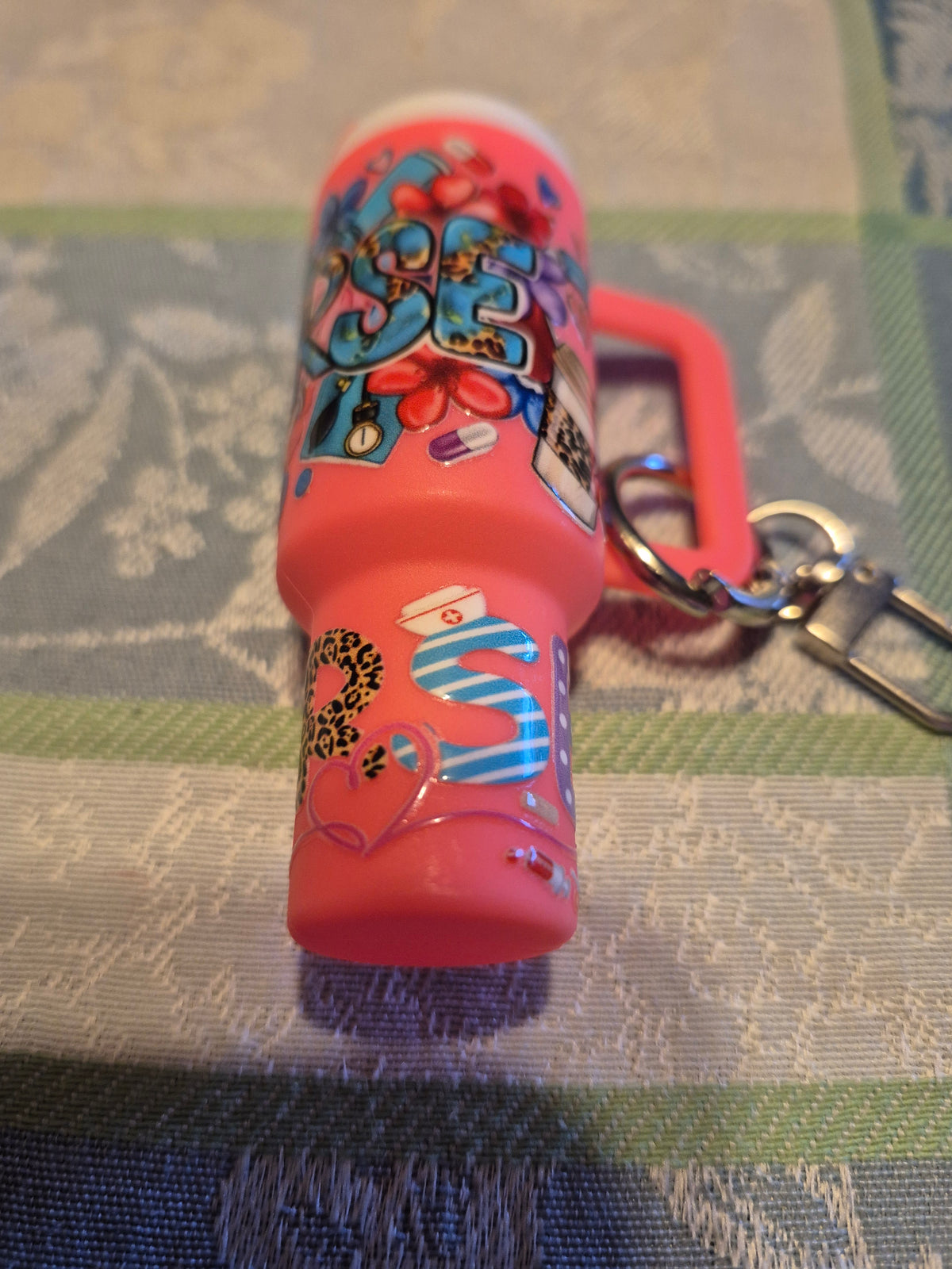 Coral nurse chapstick holder