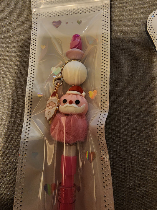 Pink Santa dumpling with Santa 🎅 charm mechanical pencil