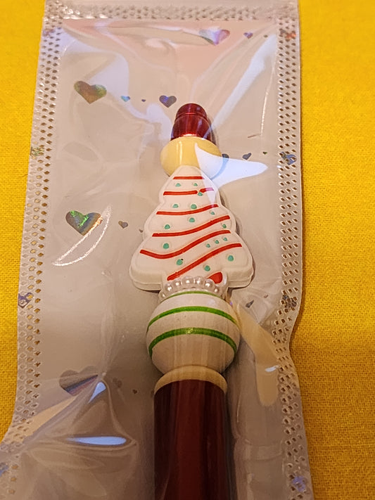 Christmas tree with green stripes pen