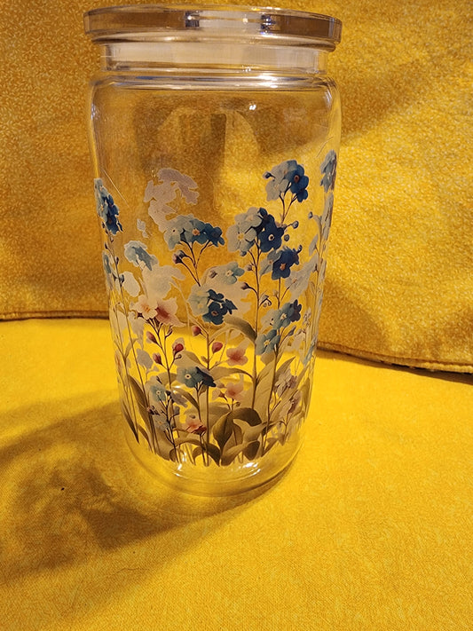 Blue flower 16 ounce tumbler