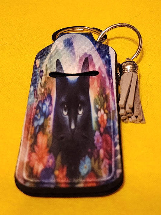 Floral cat with moon chapstick holder