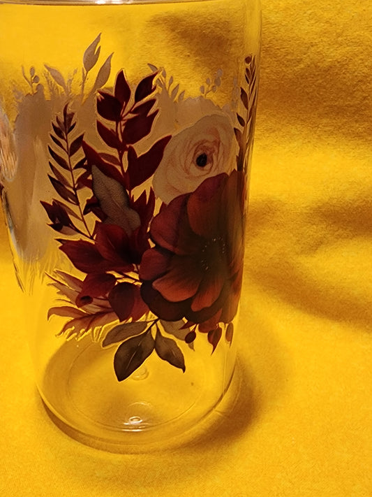 Red and white roses 16 ounce tumbler