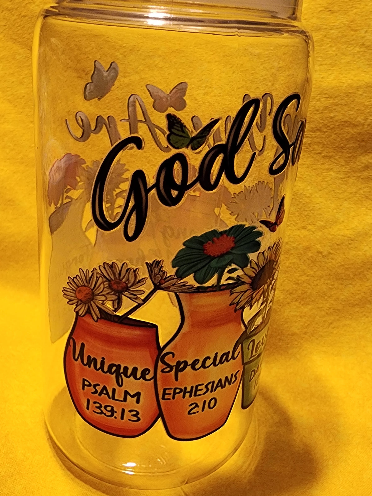 God says you are with butterflies 26 ounce cup