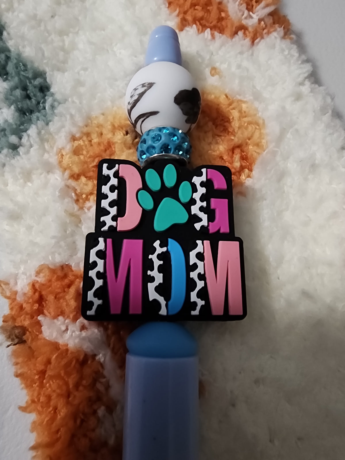 Sparkly blue dog mom pen