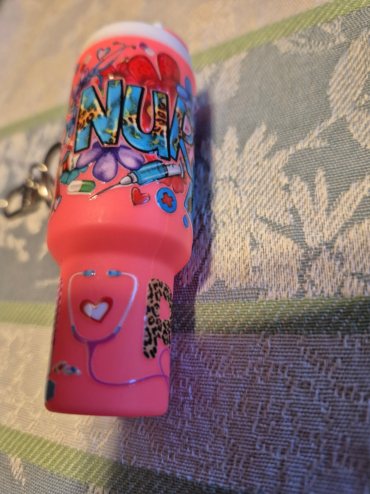 Coral nurse chapstick holder