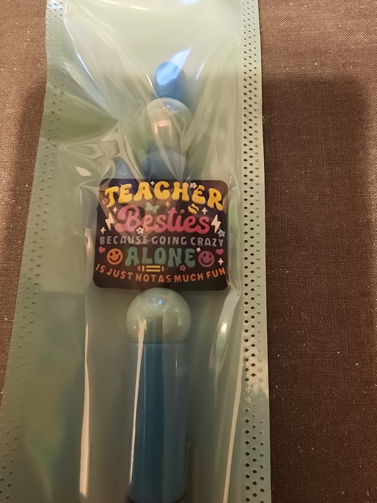 Light blue pen with teacher bestie