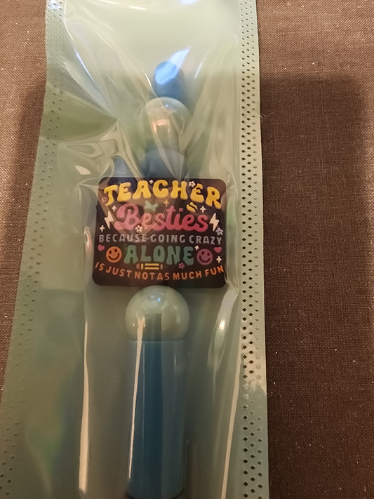 Light blue pen with teacher bestie