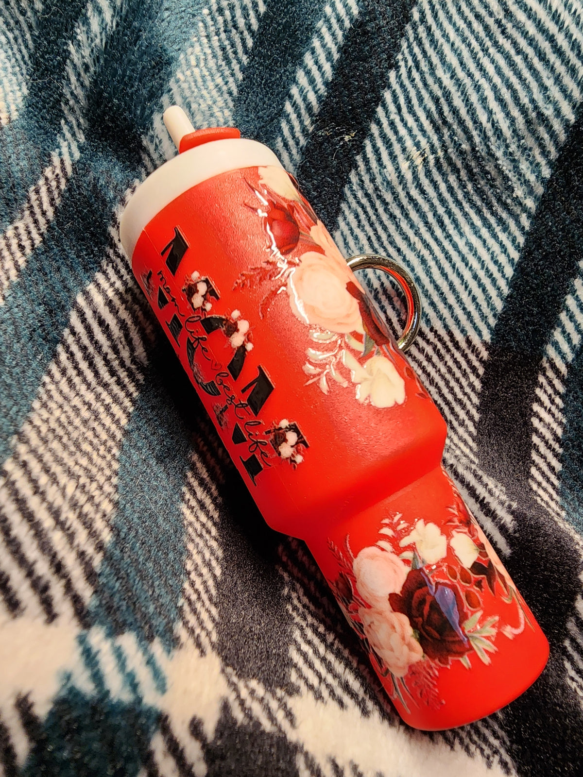Maroon and pink flower mom chapstick holder