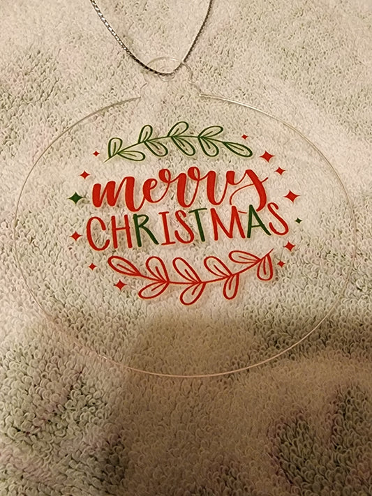 Red and green Merry Christmas ornament