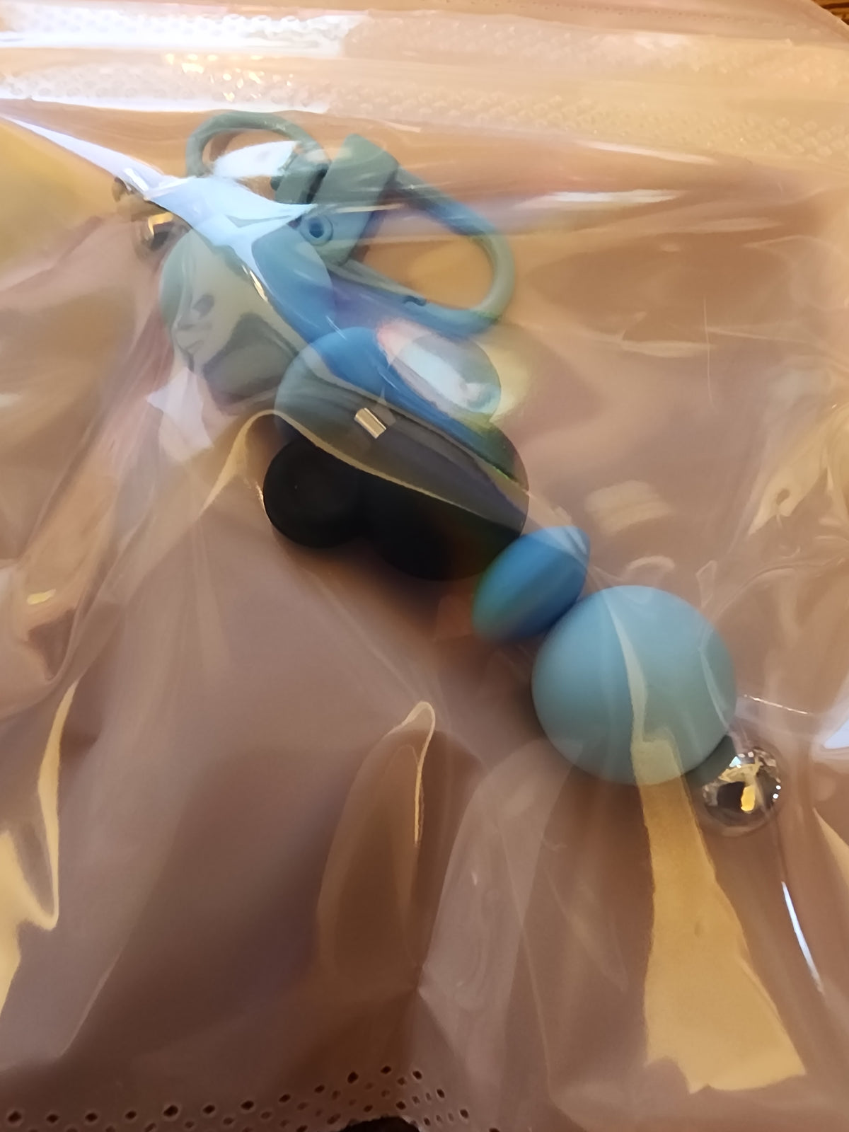 Blue and black mouse head keychain