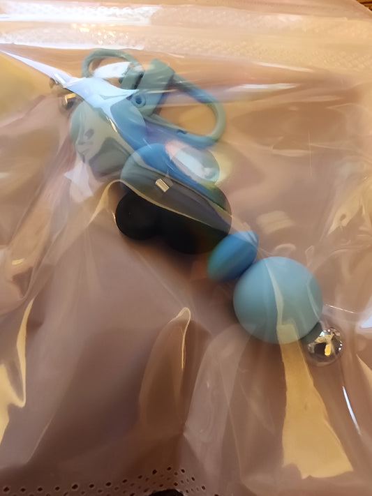 Blue and black mouse head keychain