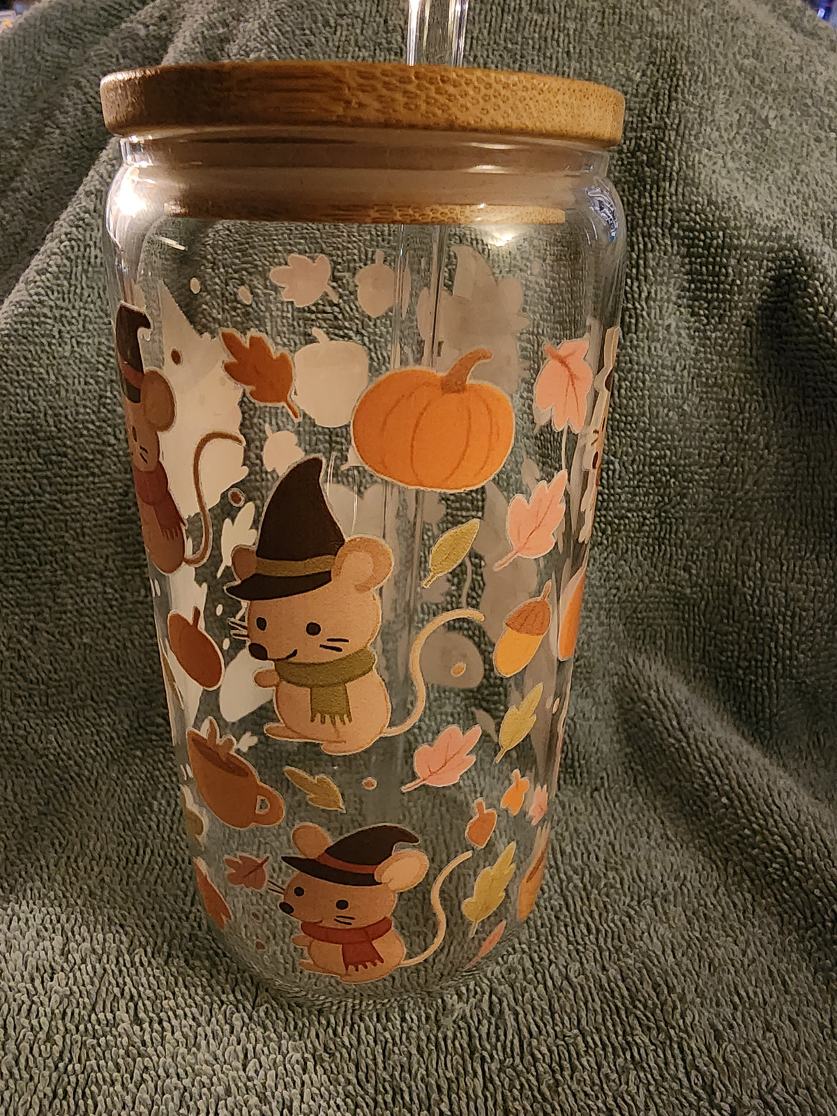 Hedgehog and mice autumn tumbler