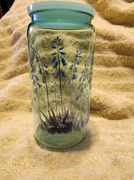 Bluebell floral pattern on blue cup