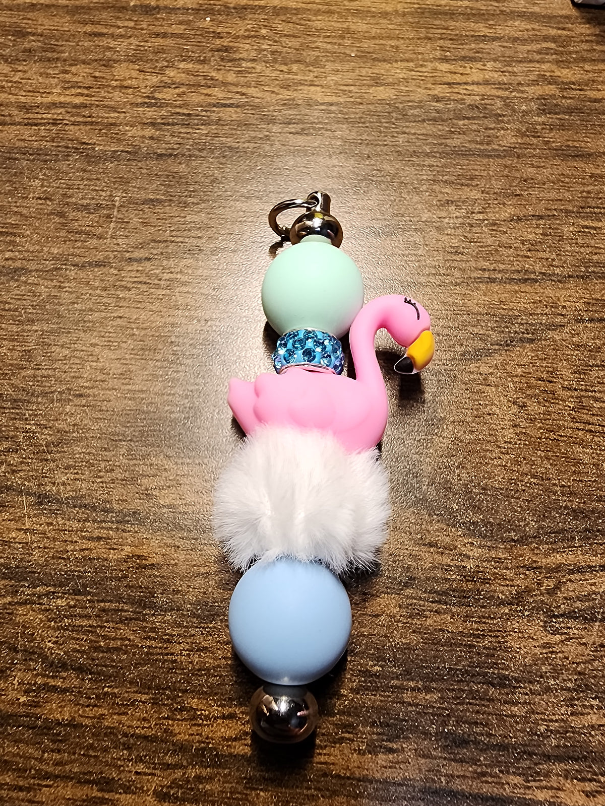 Fancy flamingo keychain