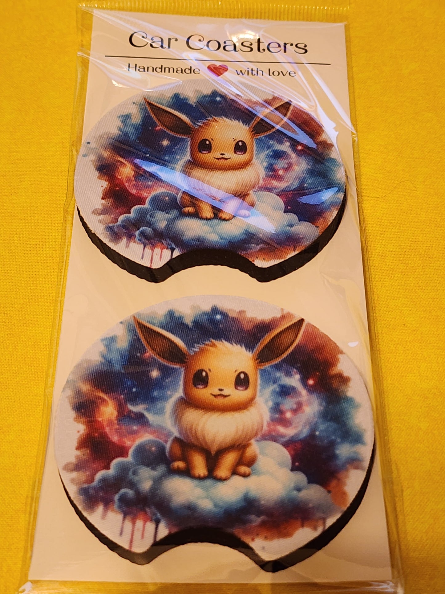 Galaxy Eevee car coasters