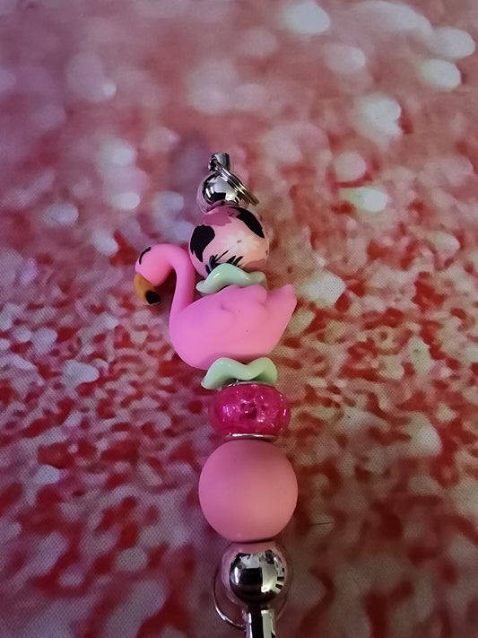 Pink flamingo keychain