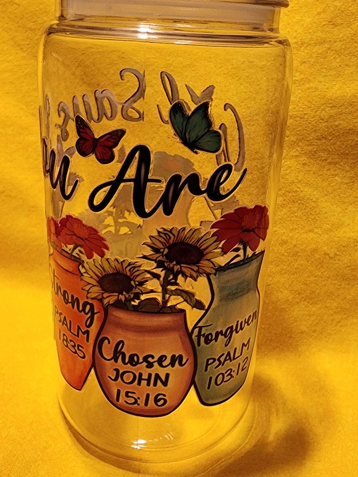 God says you are with butterflies 26 ounce cup