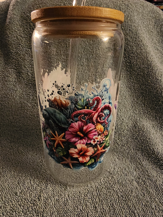 Seahorse glass tumbler