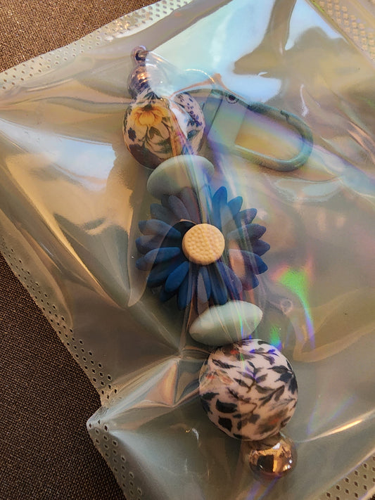 Blue daisy with floral print