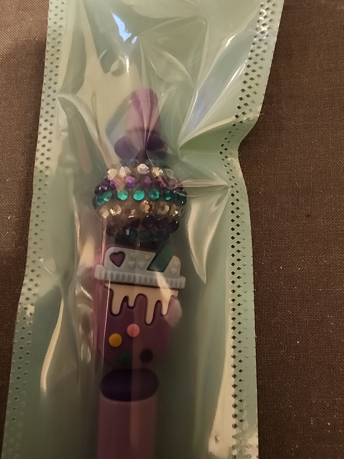 Purple Boba with rhinestone bead pen