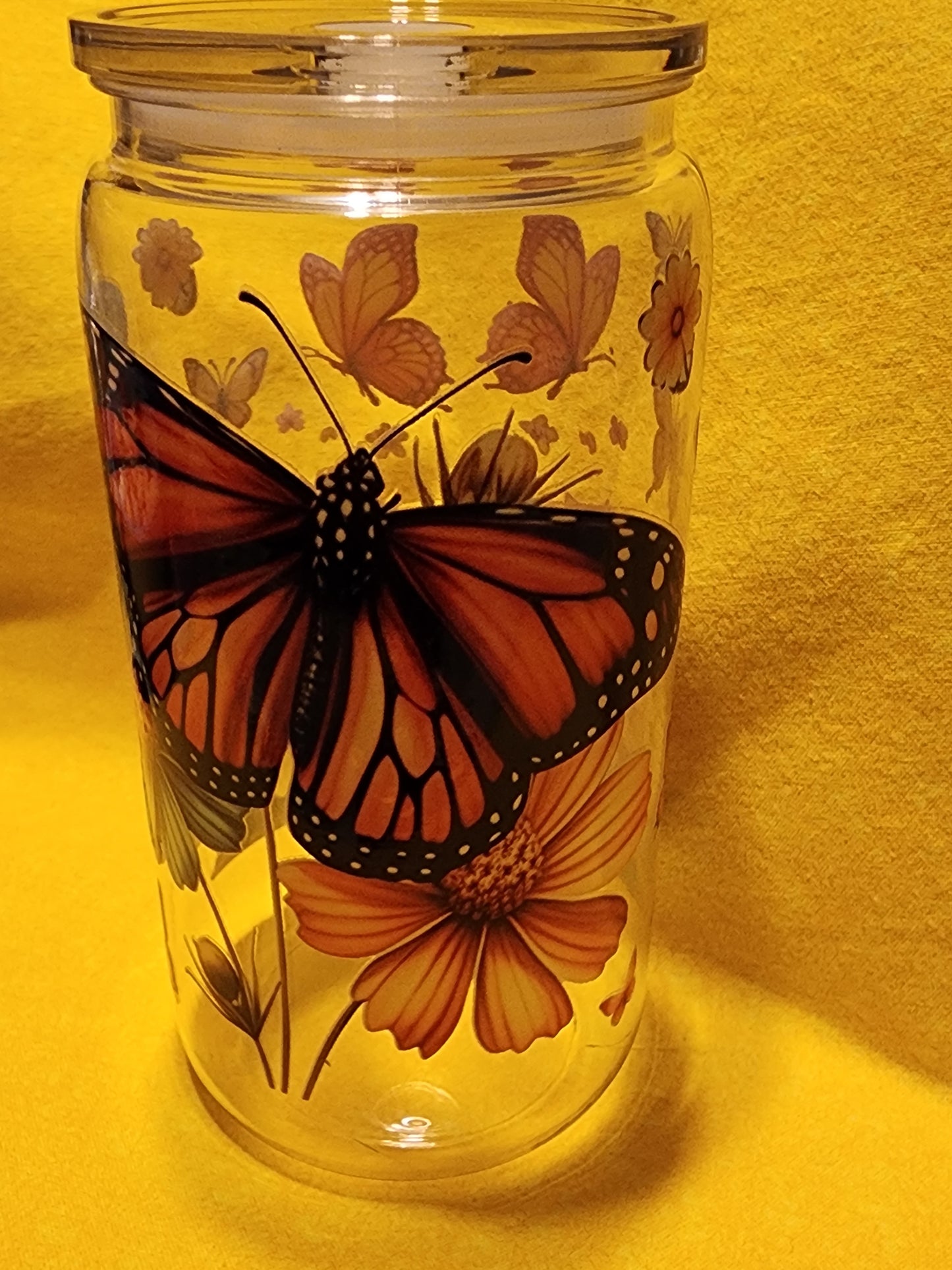 Sunflowers with butterflies 16 ounce tumbler