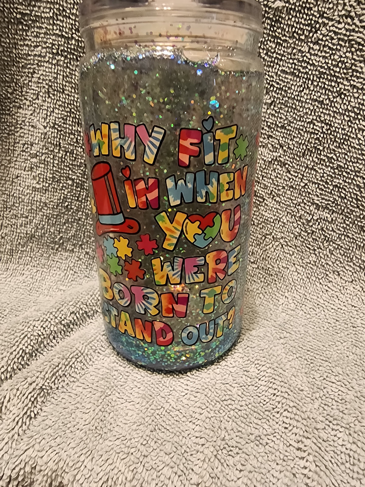 Glitter globe love needs no words tumbler