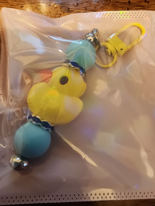 Yellow rubber ducky keychain