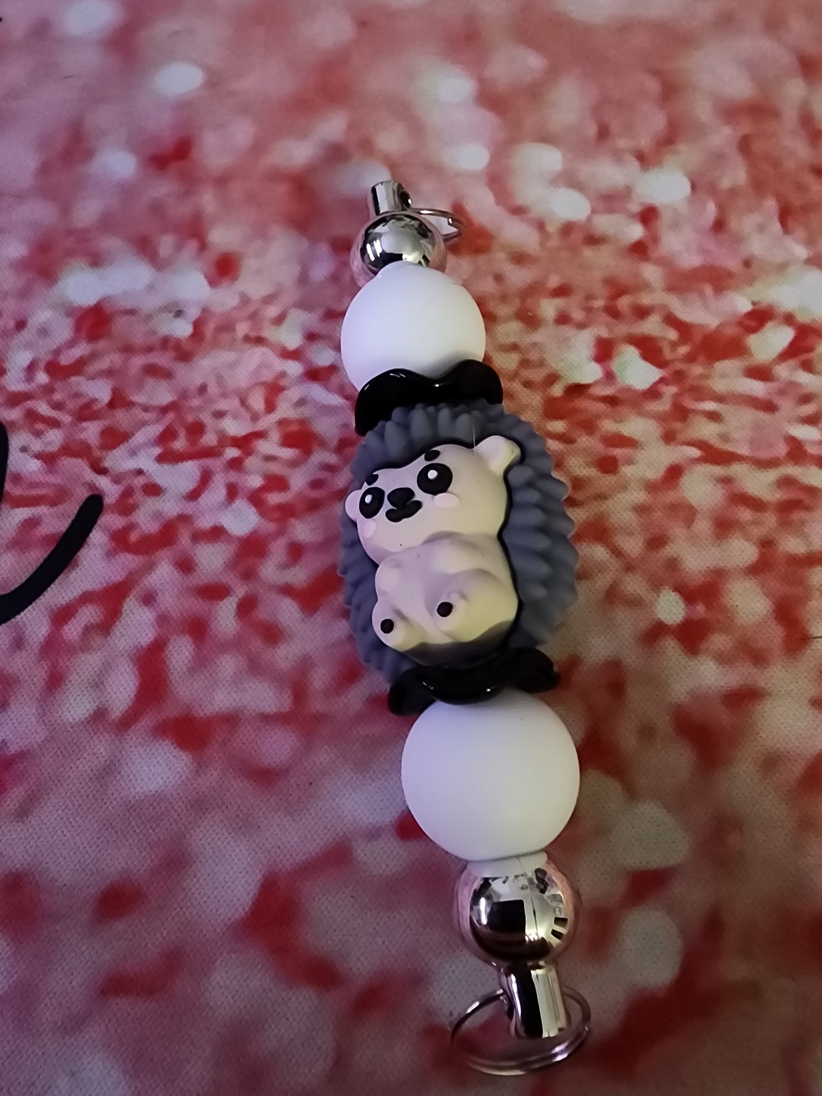 Grey hedgehog keychain