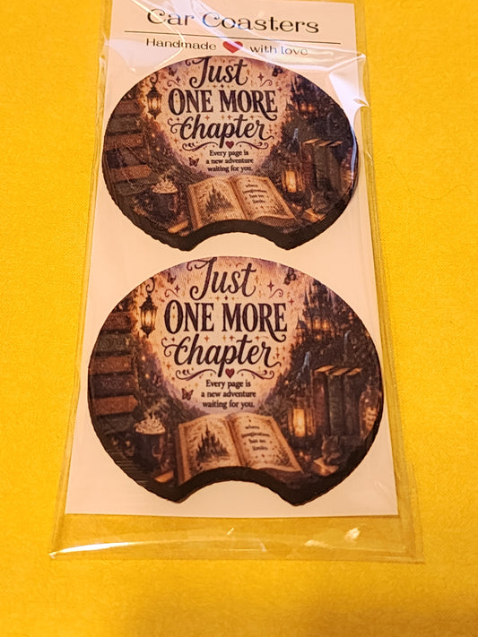 Just one more chapter car coasters