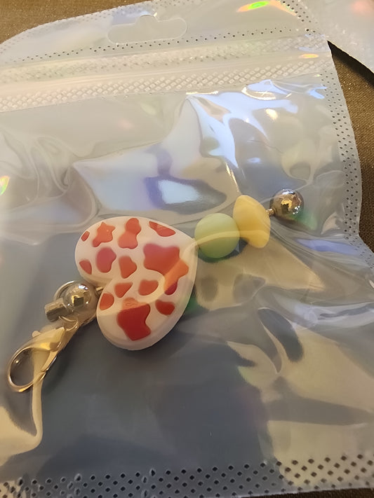 Cow print heart ❤️ keychain