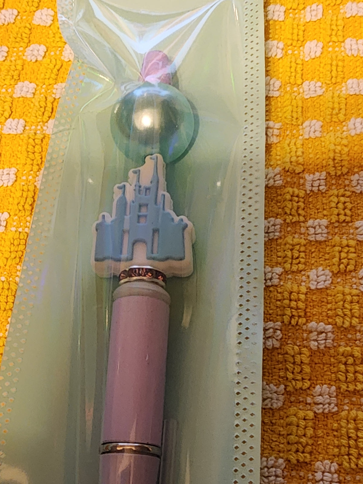 Blue castle with purple base pen