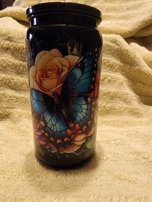 16 ounces large colorful butterfly cup