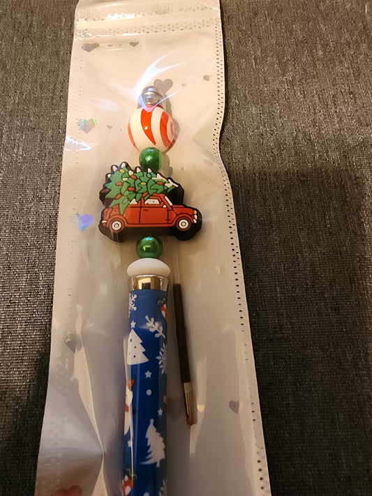 Christmas truck with blue holiday pen