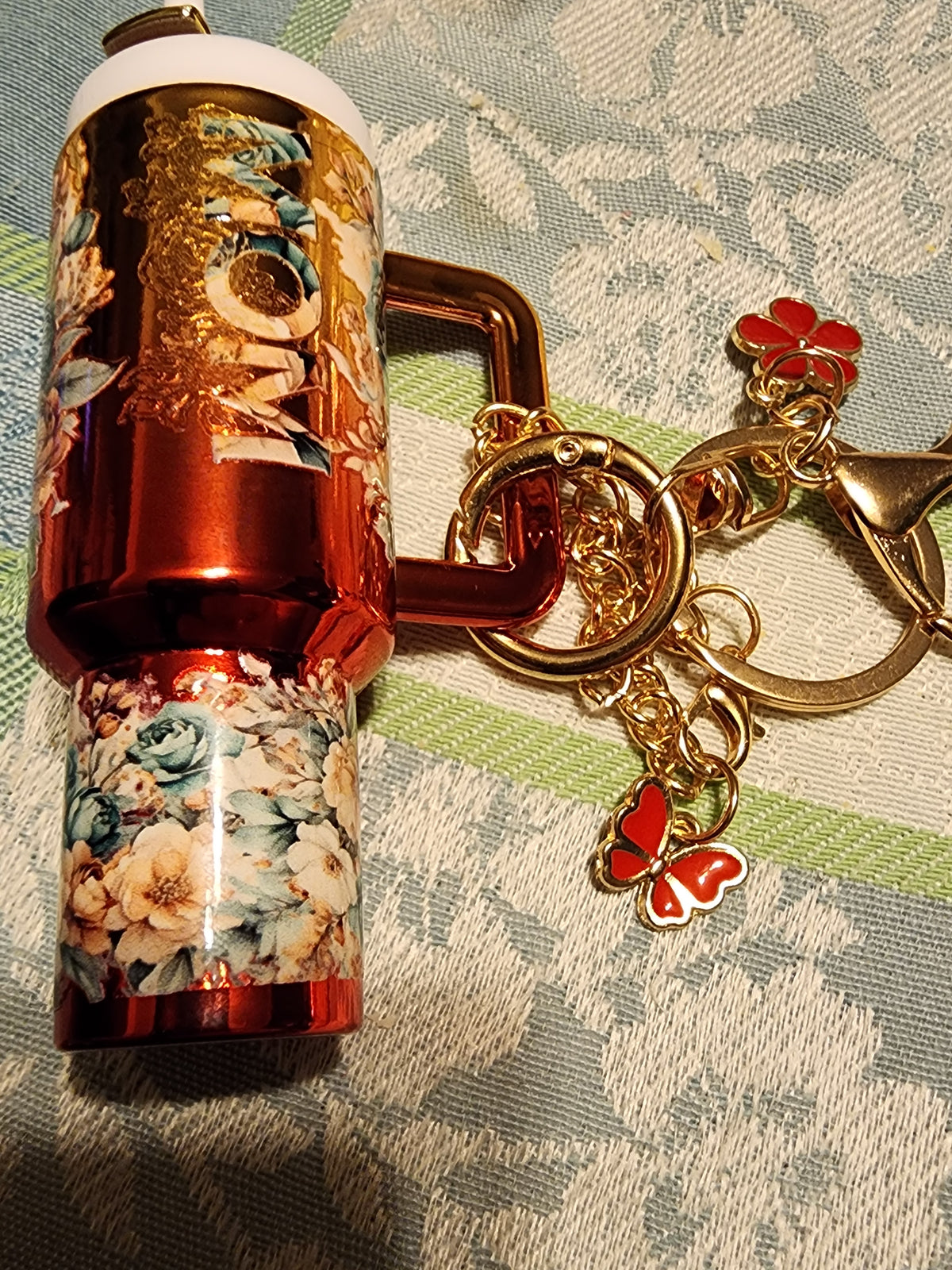 Ombre chrome delicate flowers mom chapstick holder