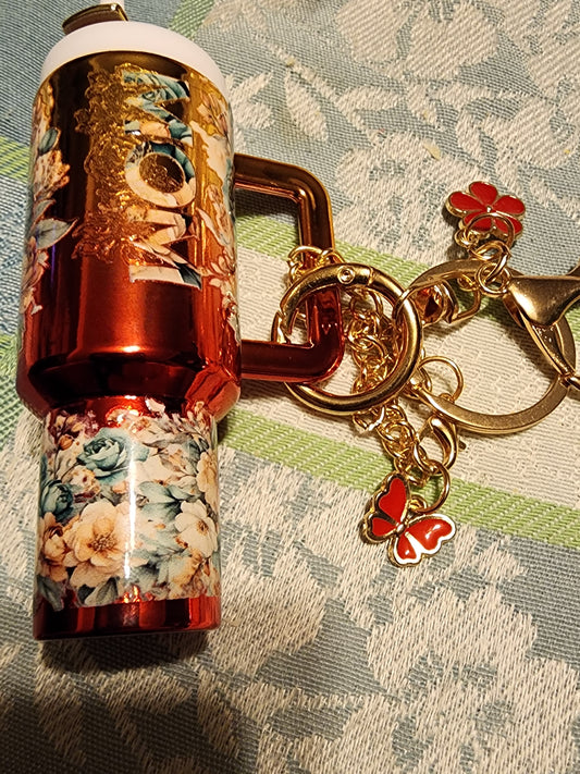 Ombre chrome delicate flowers mom chapstick holder